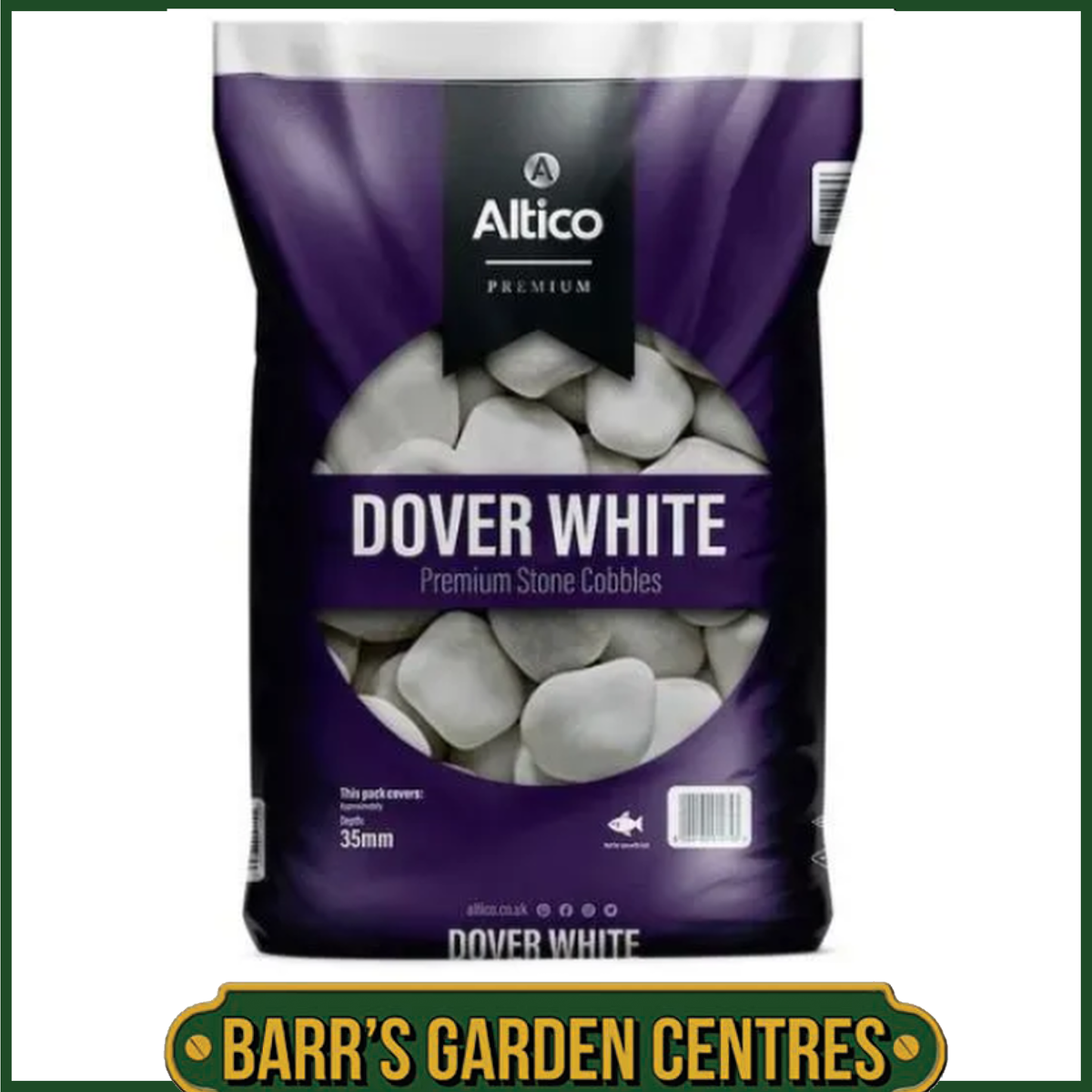Dover White 50 - 70mm White Cobbles