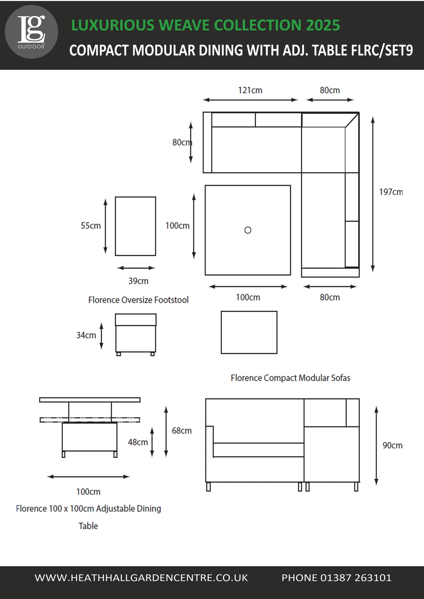 Florence Compact Modular with Adjustable Table (Flrc-Set 9)