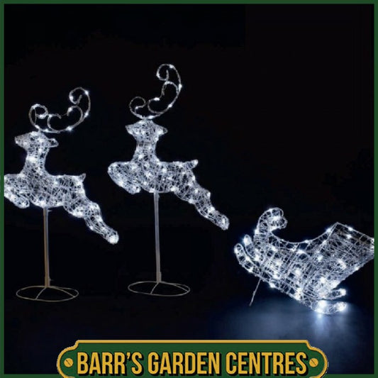 Noma Spun Acrylic Sleigh & 2 Flying Reindeers