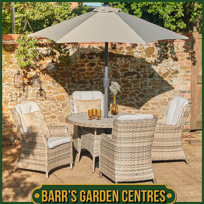 Florence 4 Seat Dining Set with  2.5m Deluxe Crank and Tilt Parasol Set 2