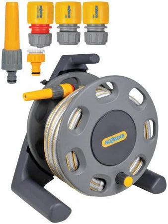 Hozelock - 30m Hose Reel with 25m Multi-purpose hose - attachments and spray nozzle.