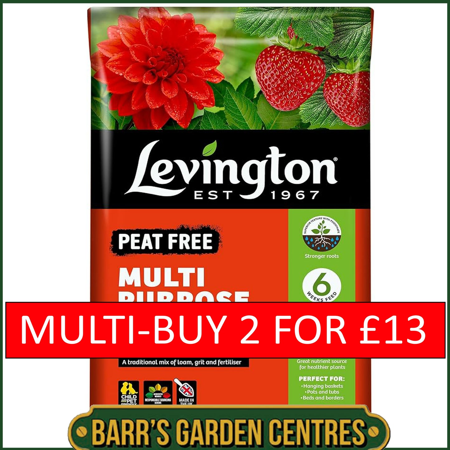 Levington® Peat Free Multi Purpose with added John Innes 40 Litre Compost