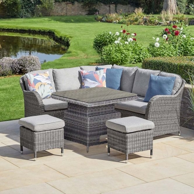 St Tropez Stone Compact Dining Set With Adjustable Table Set 9