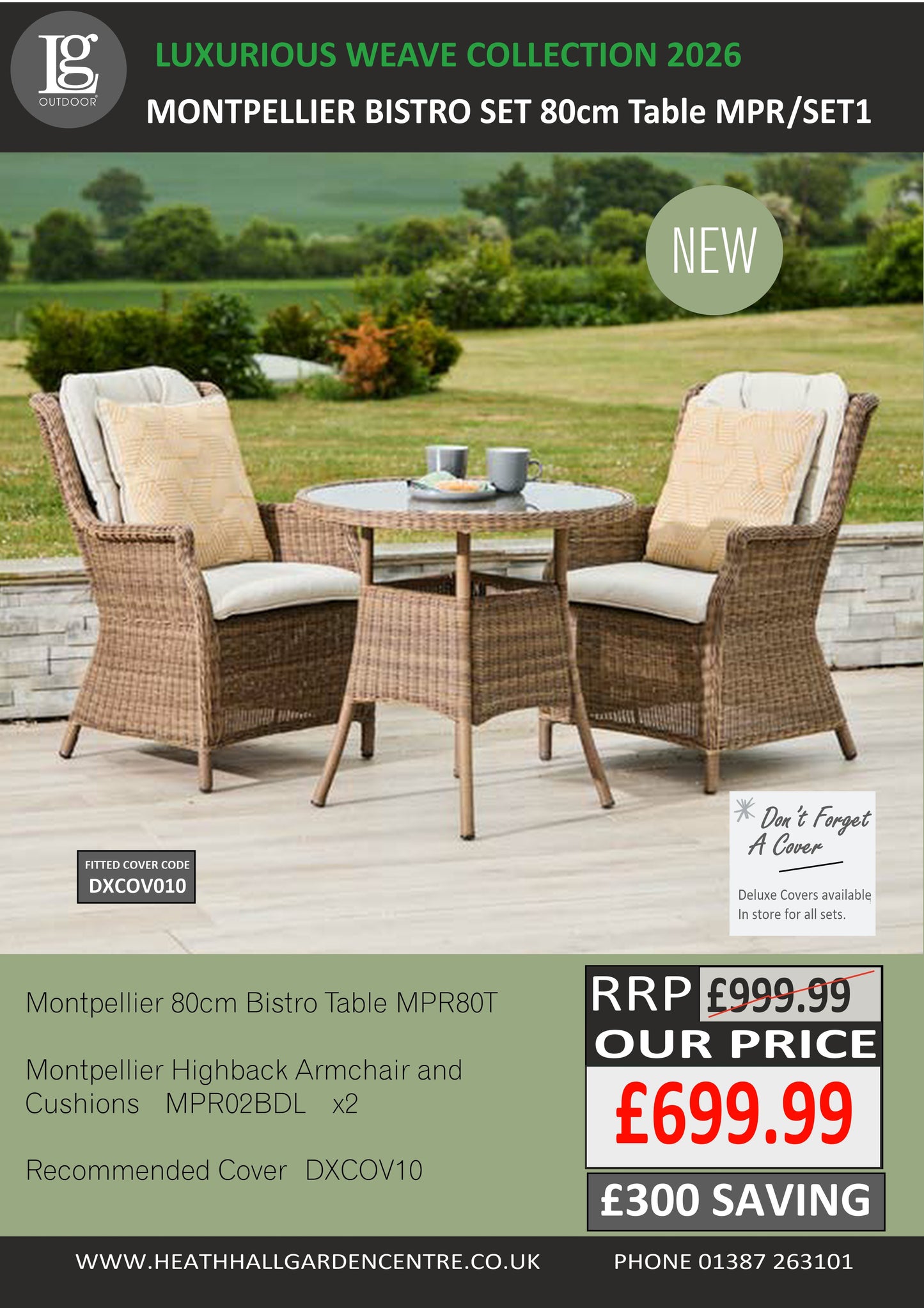 Montpellier 80cm Bistro Set