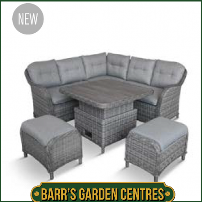 St Tropez Stone Compact Dining Set With Adjustable Table Set 9