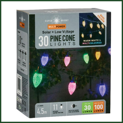 SuperBright MultiPower PineCone String Lights x30