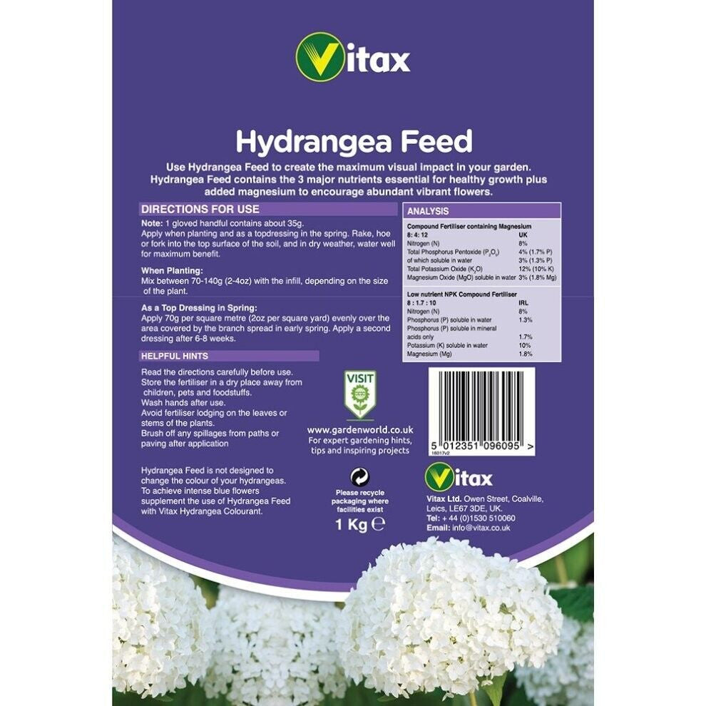 Vitax Hydrangea Feed Pouch 1Kg