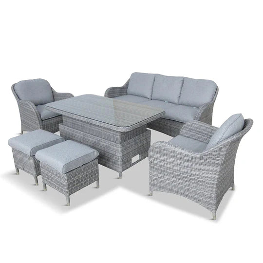 Monte Carlo Stone Lounge Set with Adjustable Table Set 7