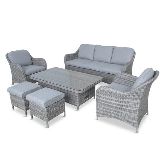 Monte Carlo Stone Lounge Set with Adjustable Table Set 7