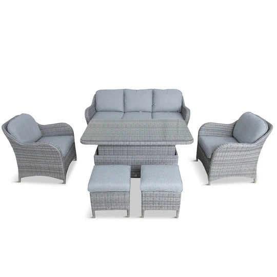 Monte Carlo Stone Lounge Set with Adjustable Table Set 7