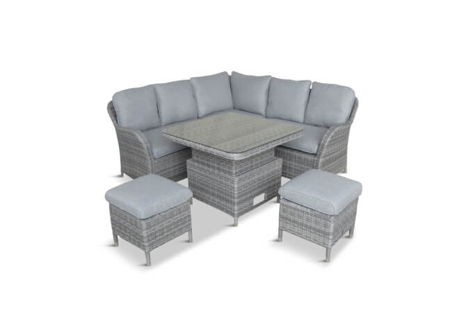 Monte Carlo Stone Compact Dining Set with Adjustable Table. Set 9