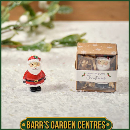 Christmas Tiny World Resin Father Christmas Keepsake Ornament with Gift Box