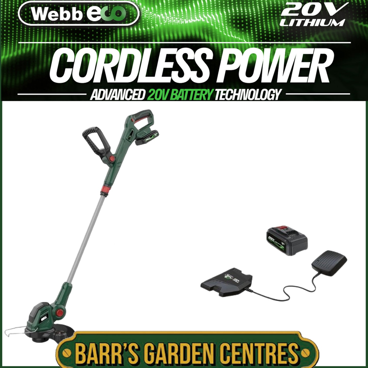 Webb Eco Cordless Line Trimmer - 2Ah Battery & Charger Included