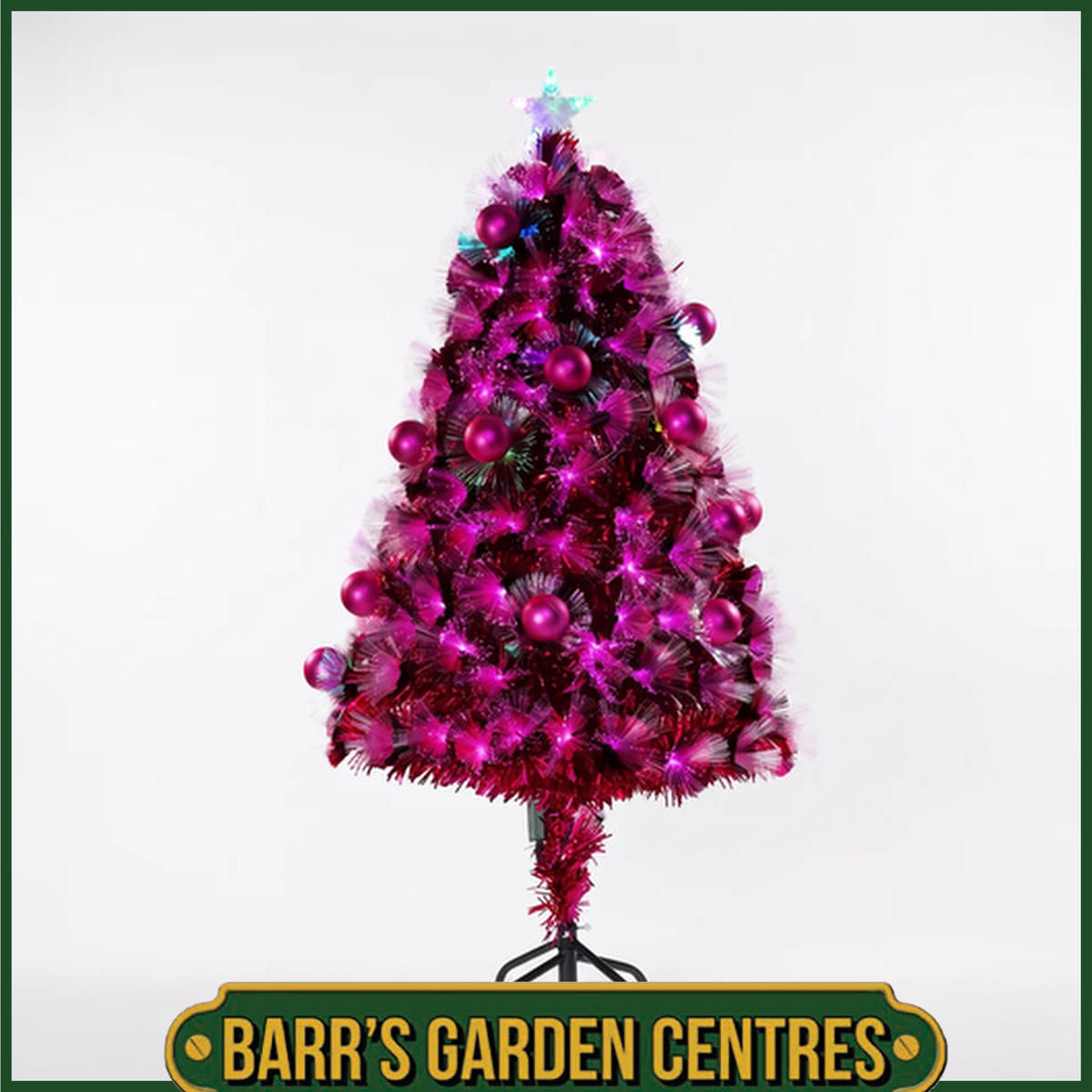 Noma 90cm Hot Pink Fibre Optic Tree With Pink Baubles
