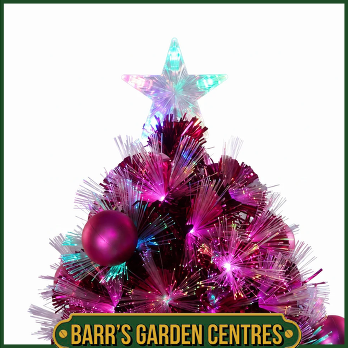 Noma 90cm Hot Pink Fibre Optic Tree With Pink Baubles