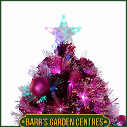 Noma 90cm Hot Pink Fibre Optic Tree With Pink Baubles