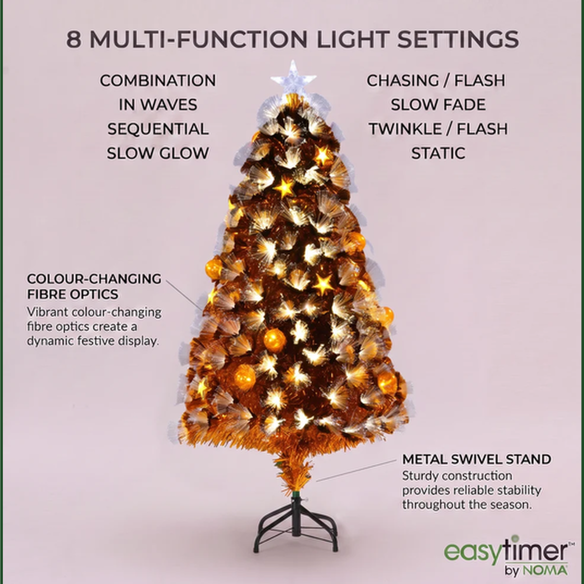 Noma 1.2m Copper Starburst Tree With White Stars