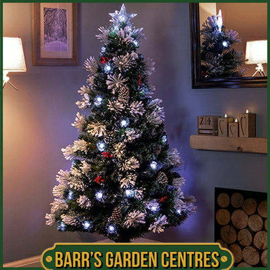 Premier 1.2m Snow Tipped Tree with Pine Cones and Berries with White
