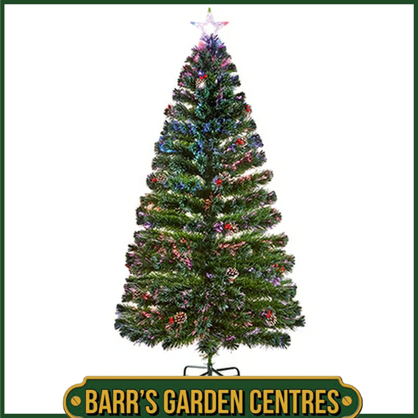 Premier 1.2m Fibre Optic Tree with Pine Cones and Berries with Tree