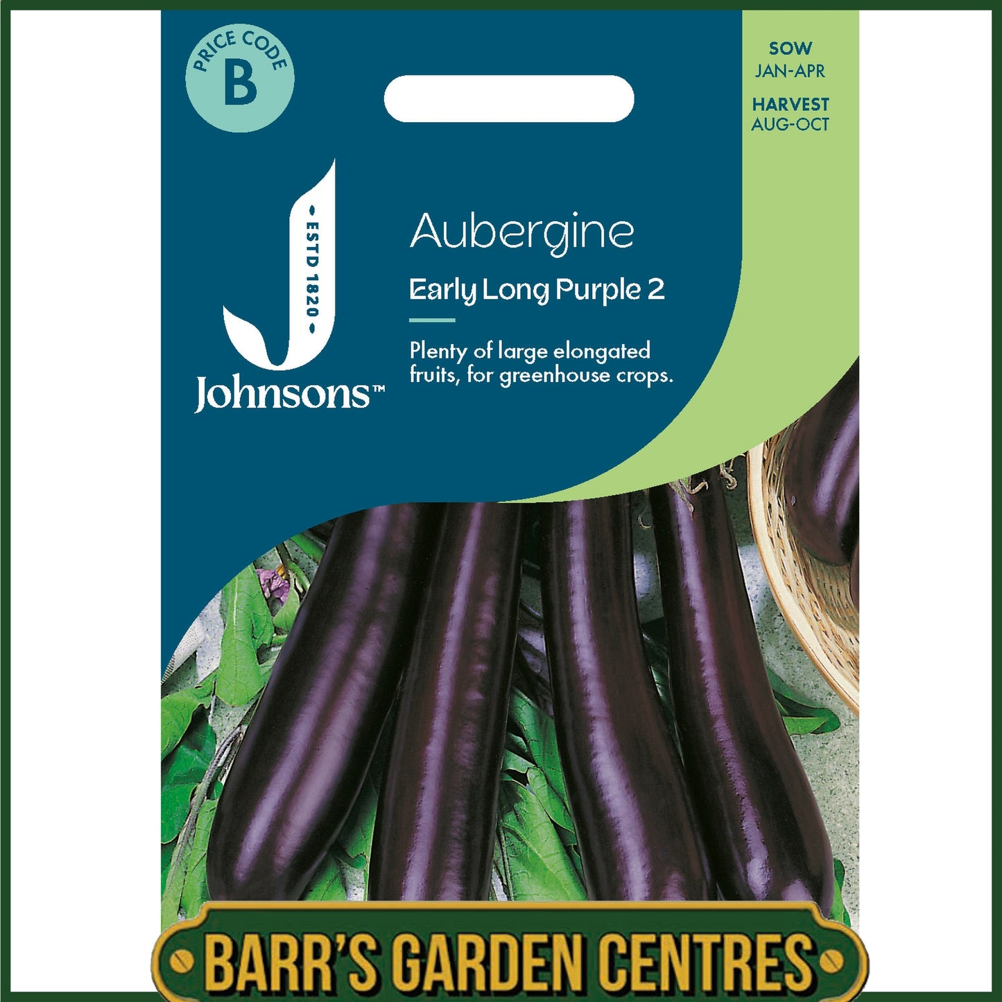 Johnsons - Aubergine Early Long Purple 2 - 50 Seeds