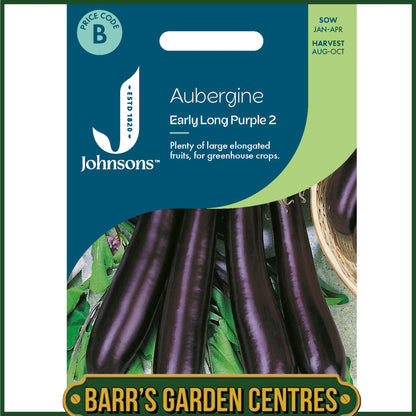 Johnsons - Aubergine Early Long Purple 2 - 50 Seeds