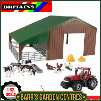 BRITAINS Farm Building Set with Case Tractor