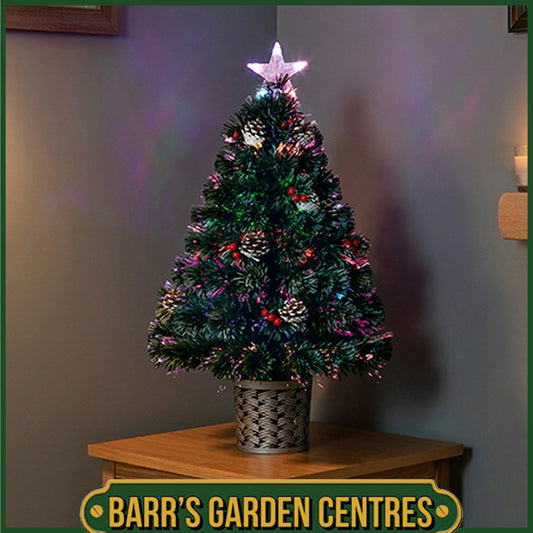 Premier 60cm Fibre Optic Tree with Pine Cones and Berries with Tree