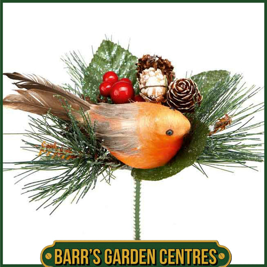 Premier 15cm Robin with Pine cone Pick