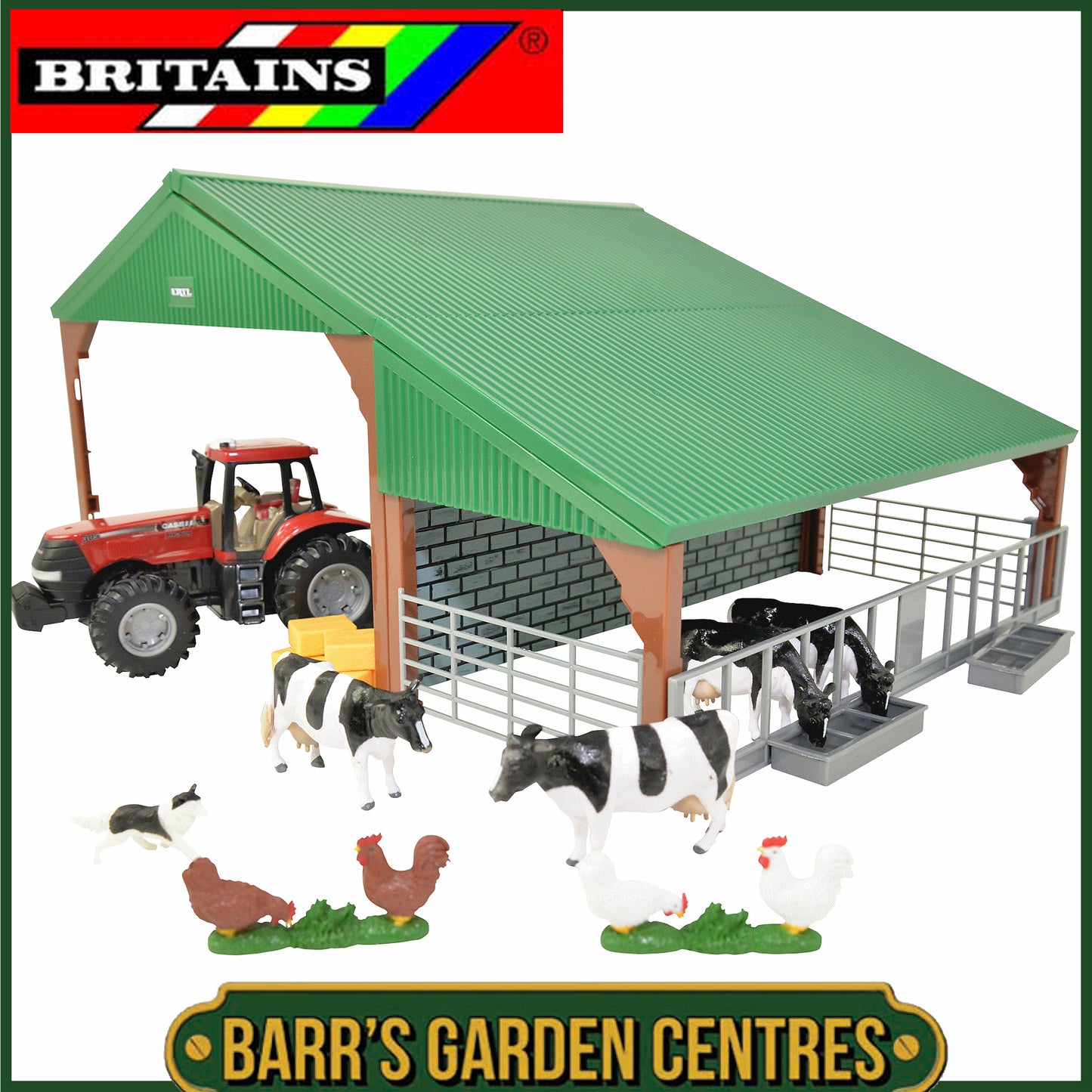 BRITAINS Farm Building Set with Case Tractor