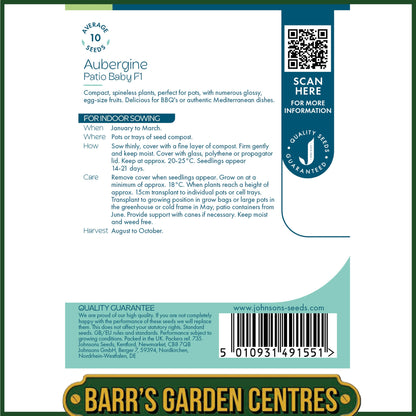 Johnsons - Aubergine Patio Baby F1 - 10 Seeds
