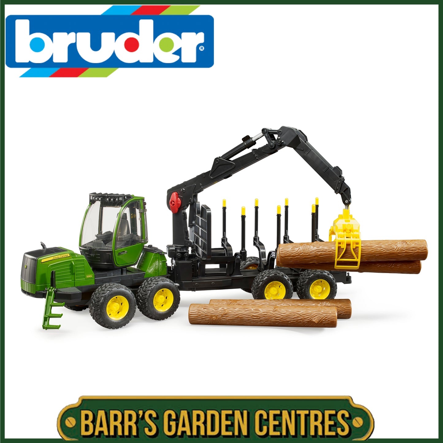 BRUDER John Deere 1210E Forwarder with 4 trunks and grab