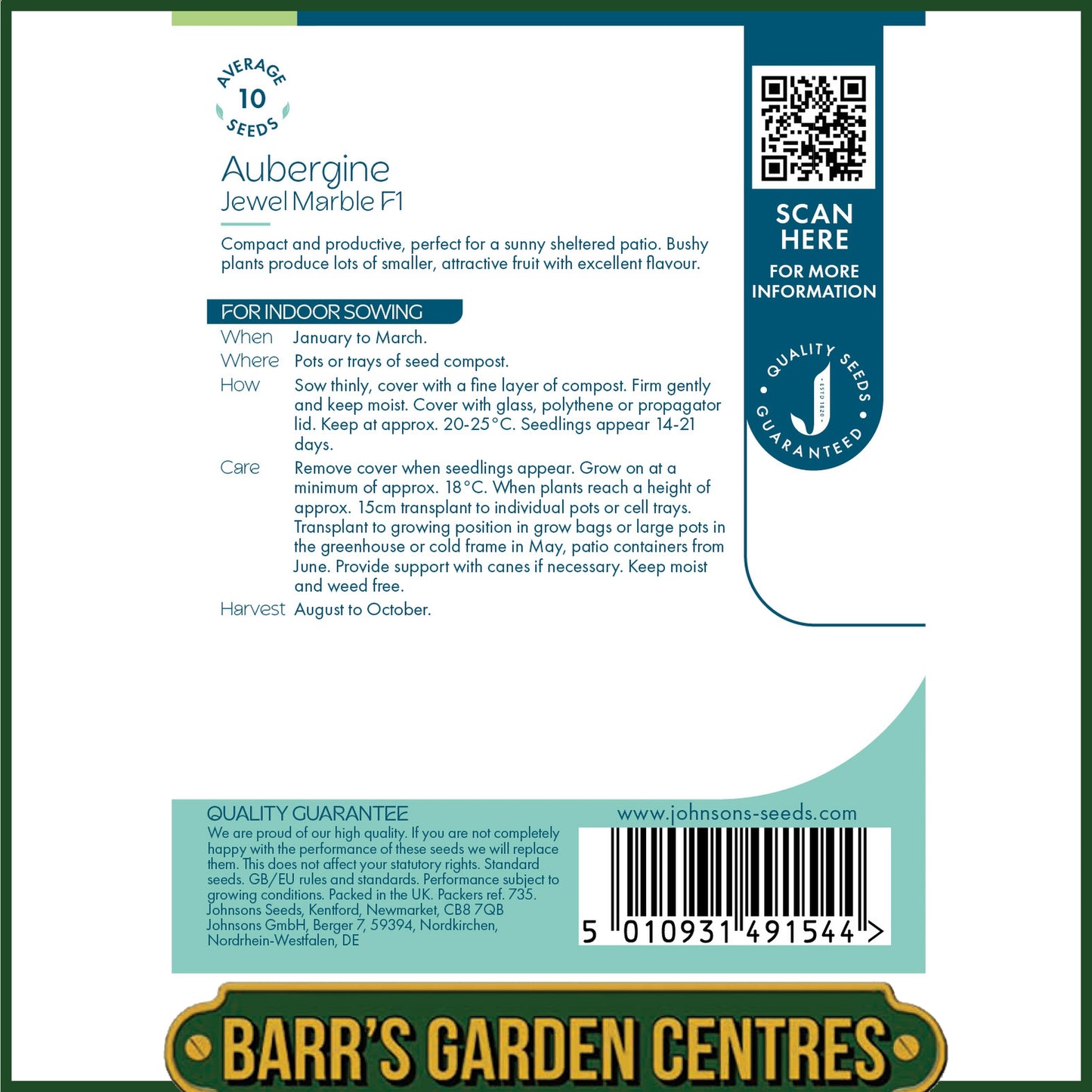 Johnsons - Aubergine Jewel Marble F1 - 10 Seeds