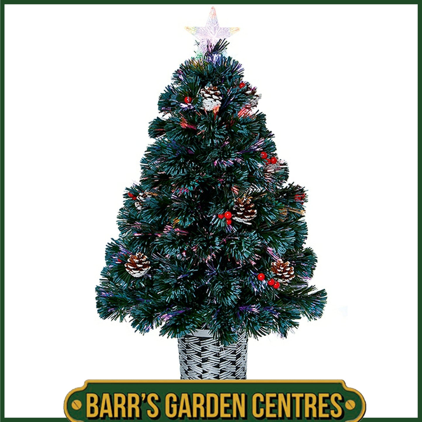 Premier 80cm Fibre Optic Tree with Pine Cones and Berries with Tree